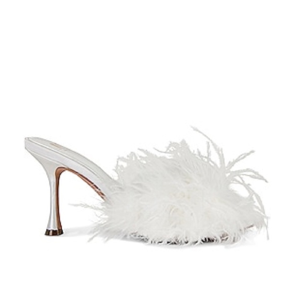 Chic White Feathered Heels